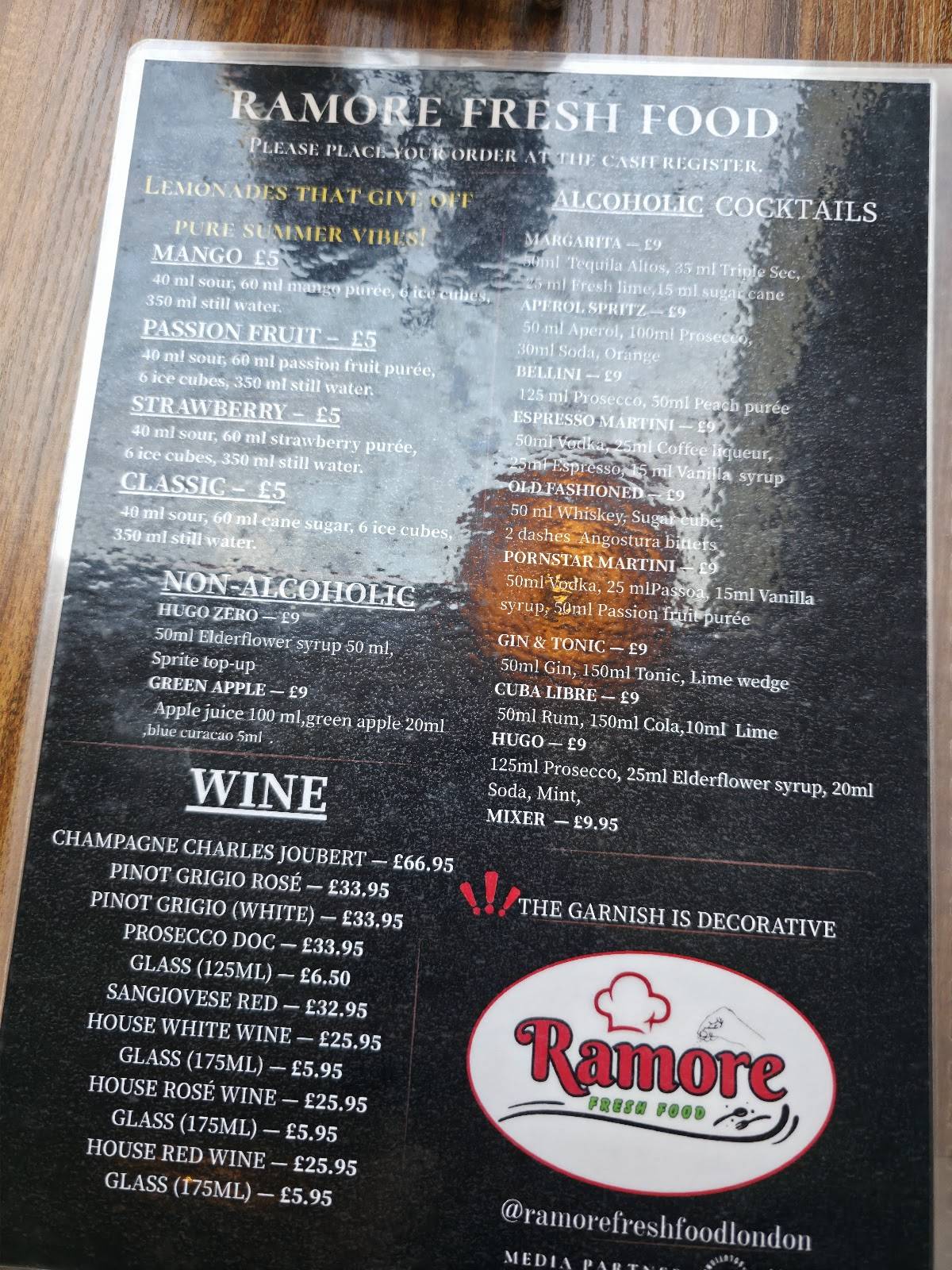 Ramore Fresh Food Camden Town меню