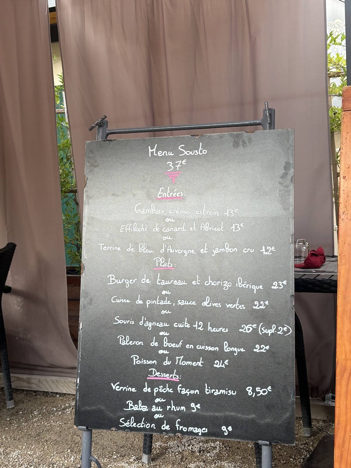 Restaurant Sousto меню