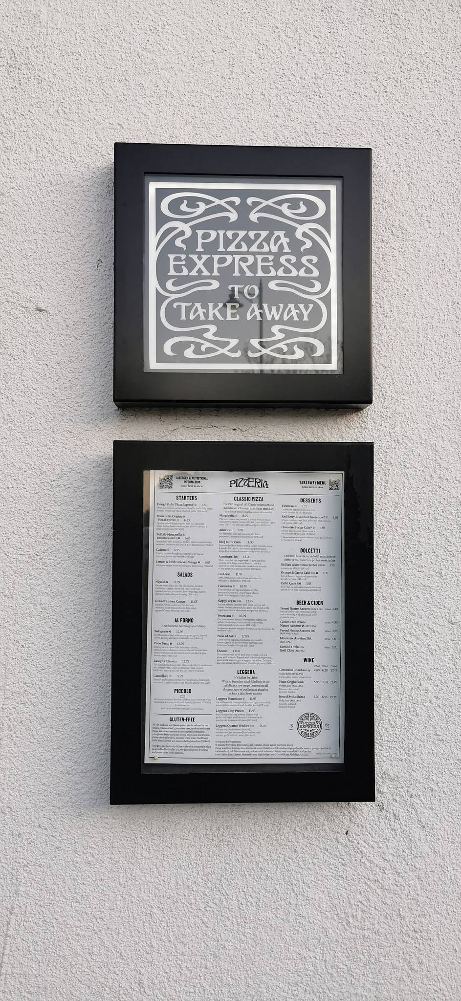 PizzaExpress меню