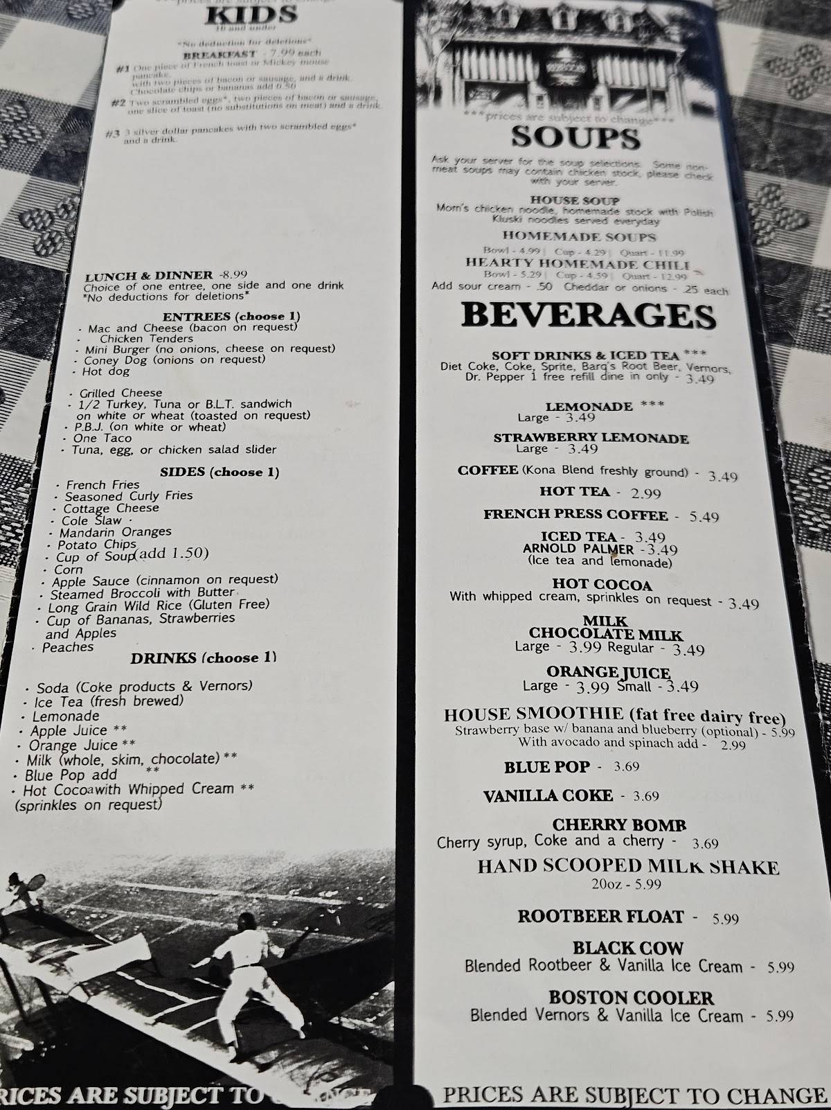 Rebecca's Family Restaurant & Ice Cream Parlor меню