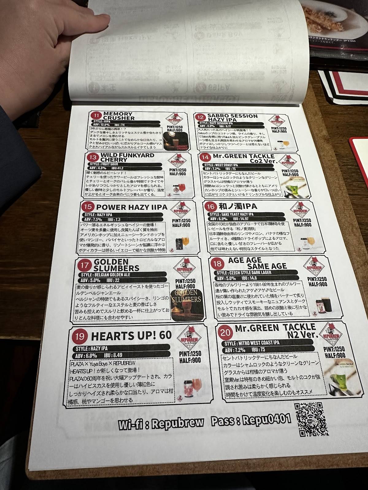 Repubrew Numazu меню