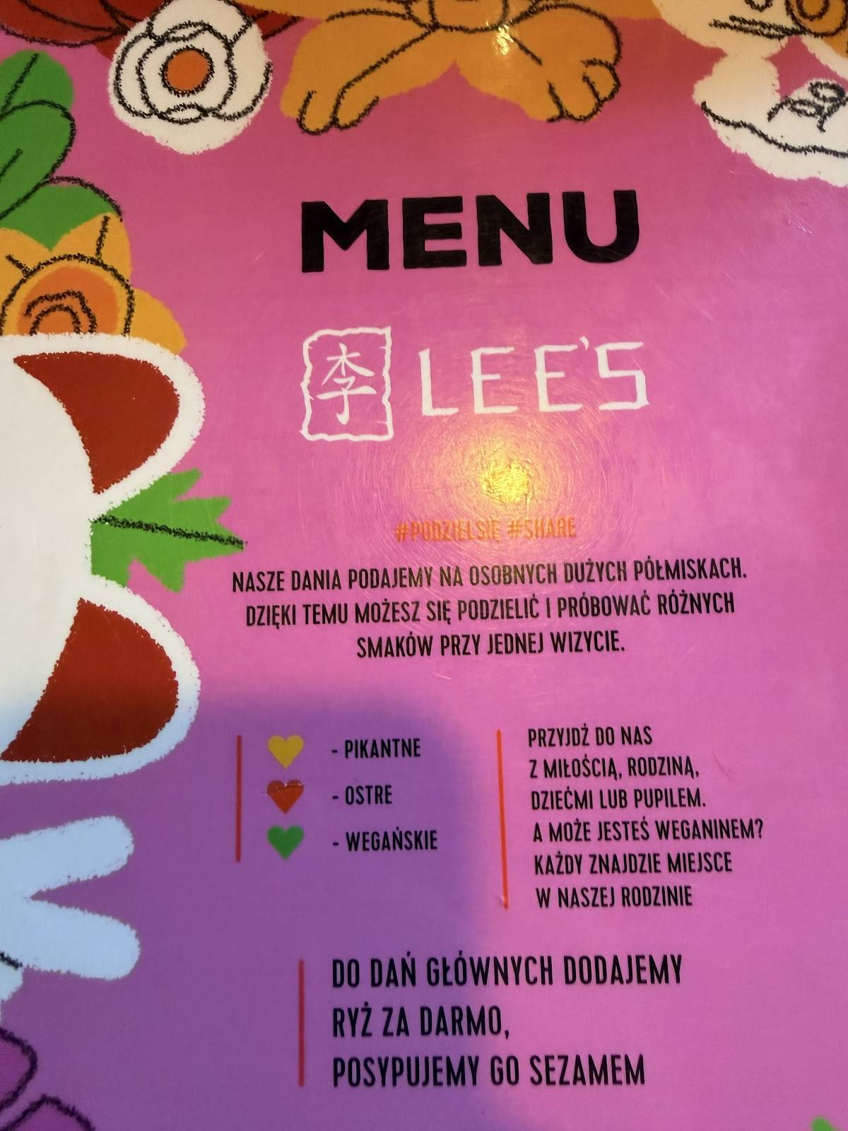 Restauracja Lee’s меню