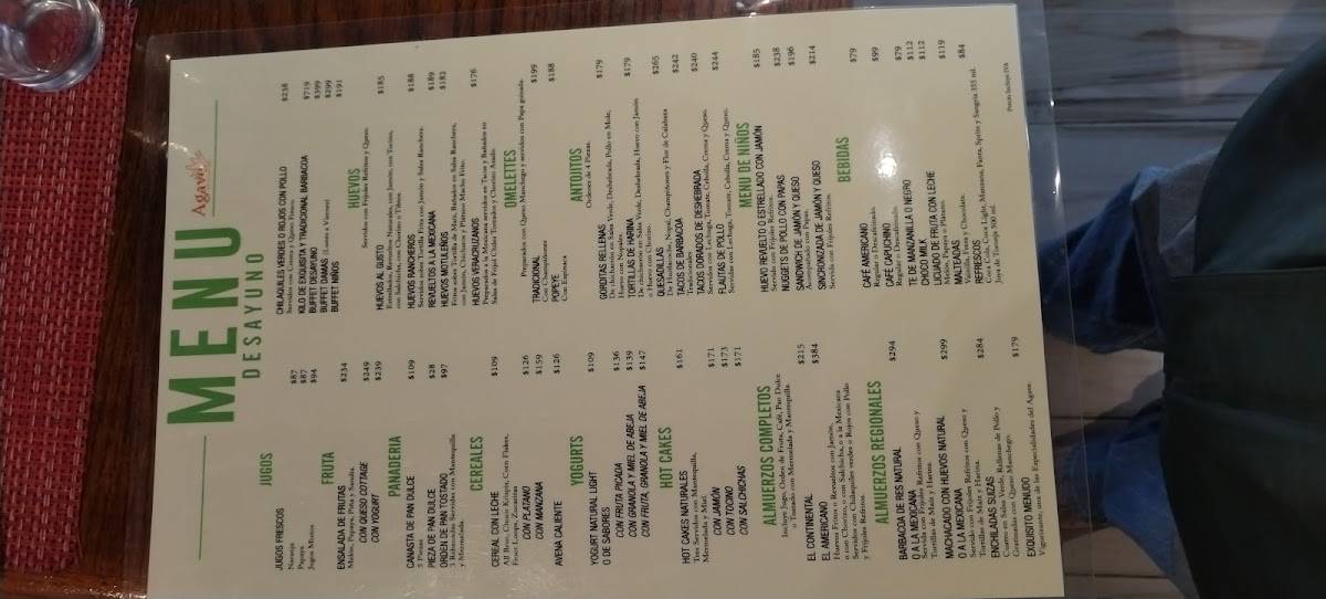 Restaurant Agave меню