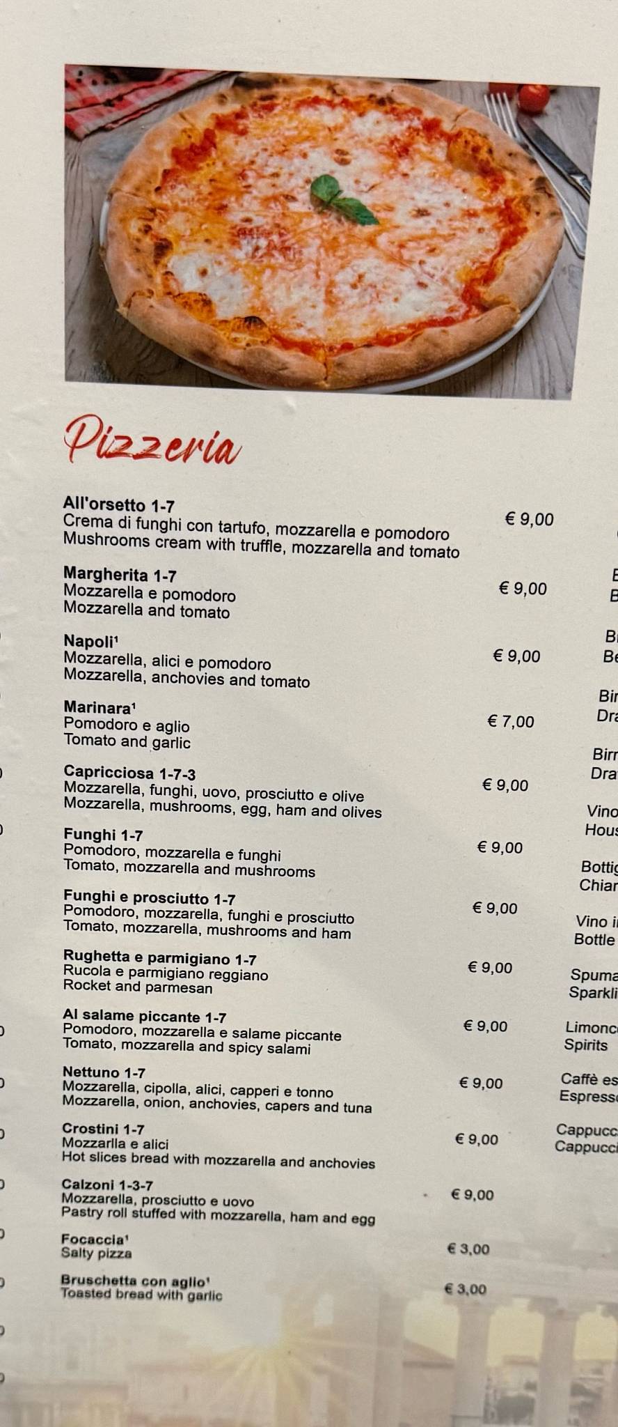 All'Orsetto меню