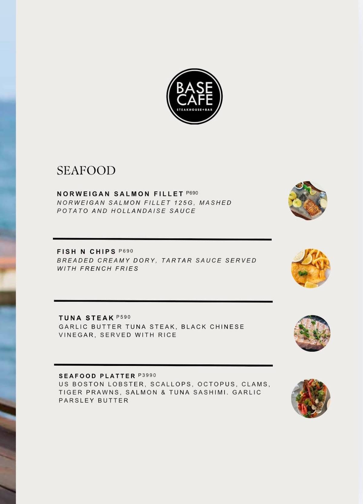 Base Cafe Steakhouse + Bar меню