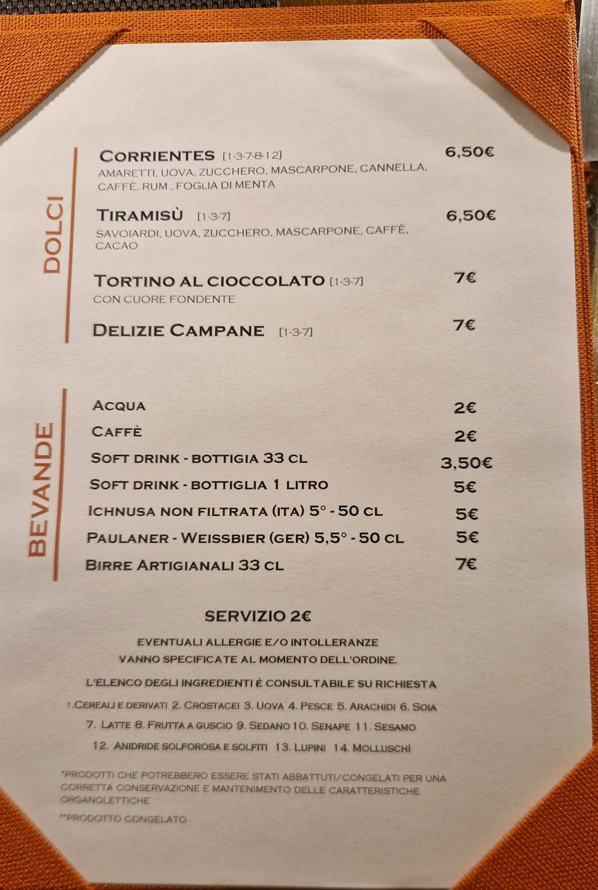 Cafè Corrientes меню