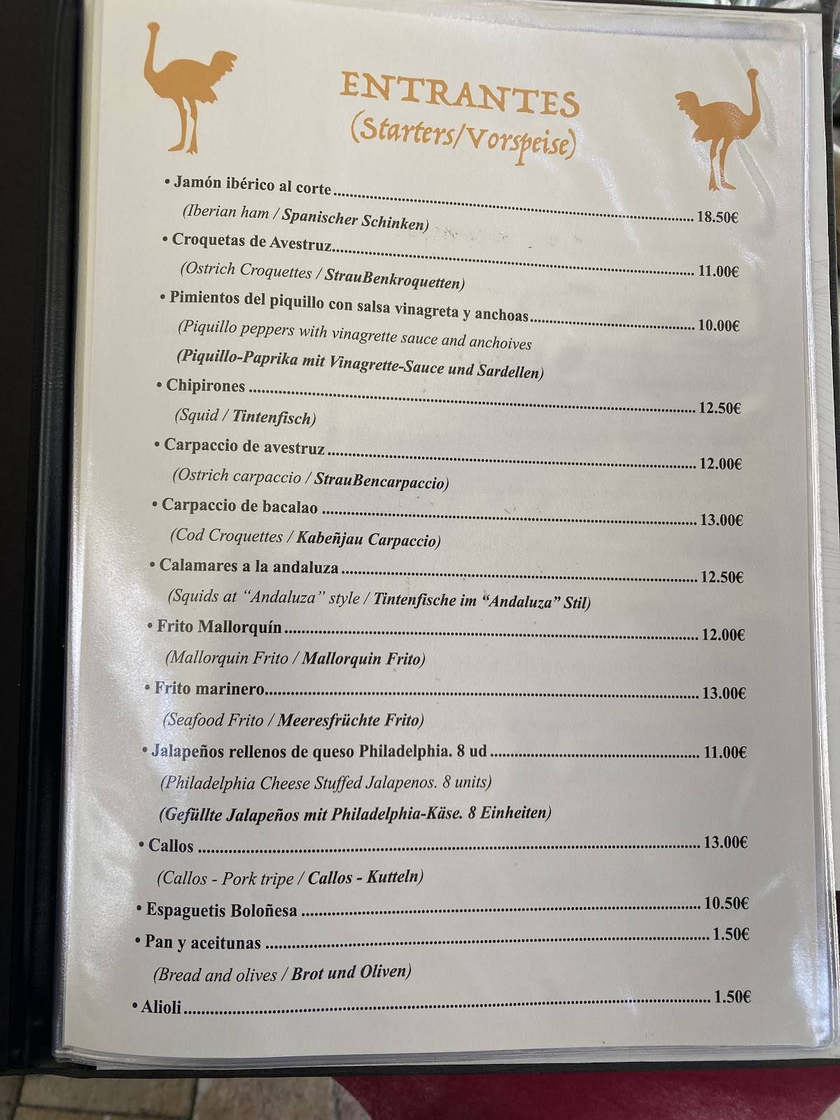 Restaurant Ca'n Pedro меню