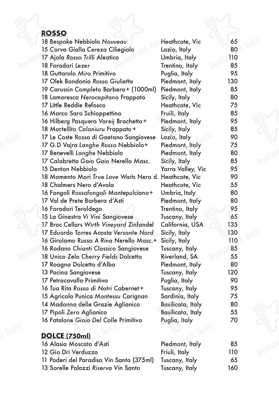 Drink menu паба и бара Capitano Carlton в Карлтоне