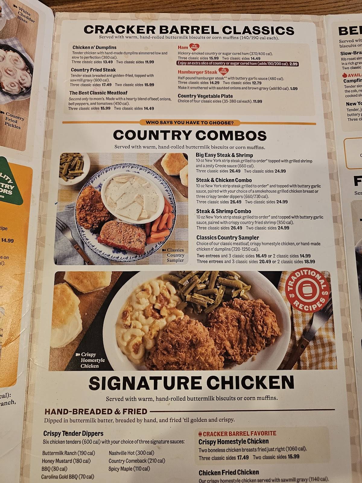 Cracker Barrel Old Country Store меню