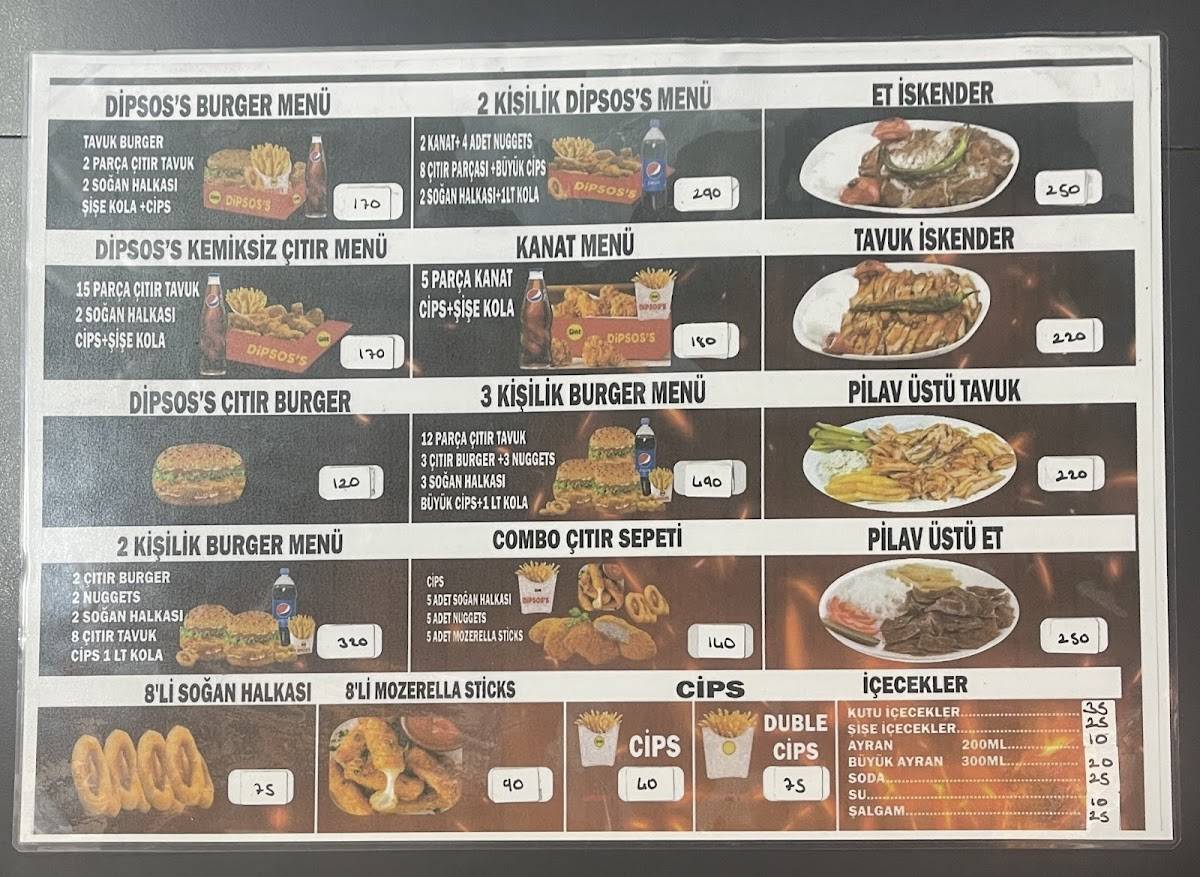 Dipsos Döner Burdur меню