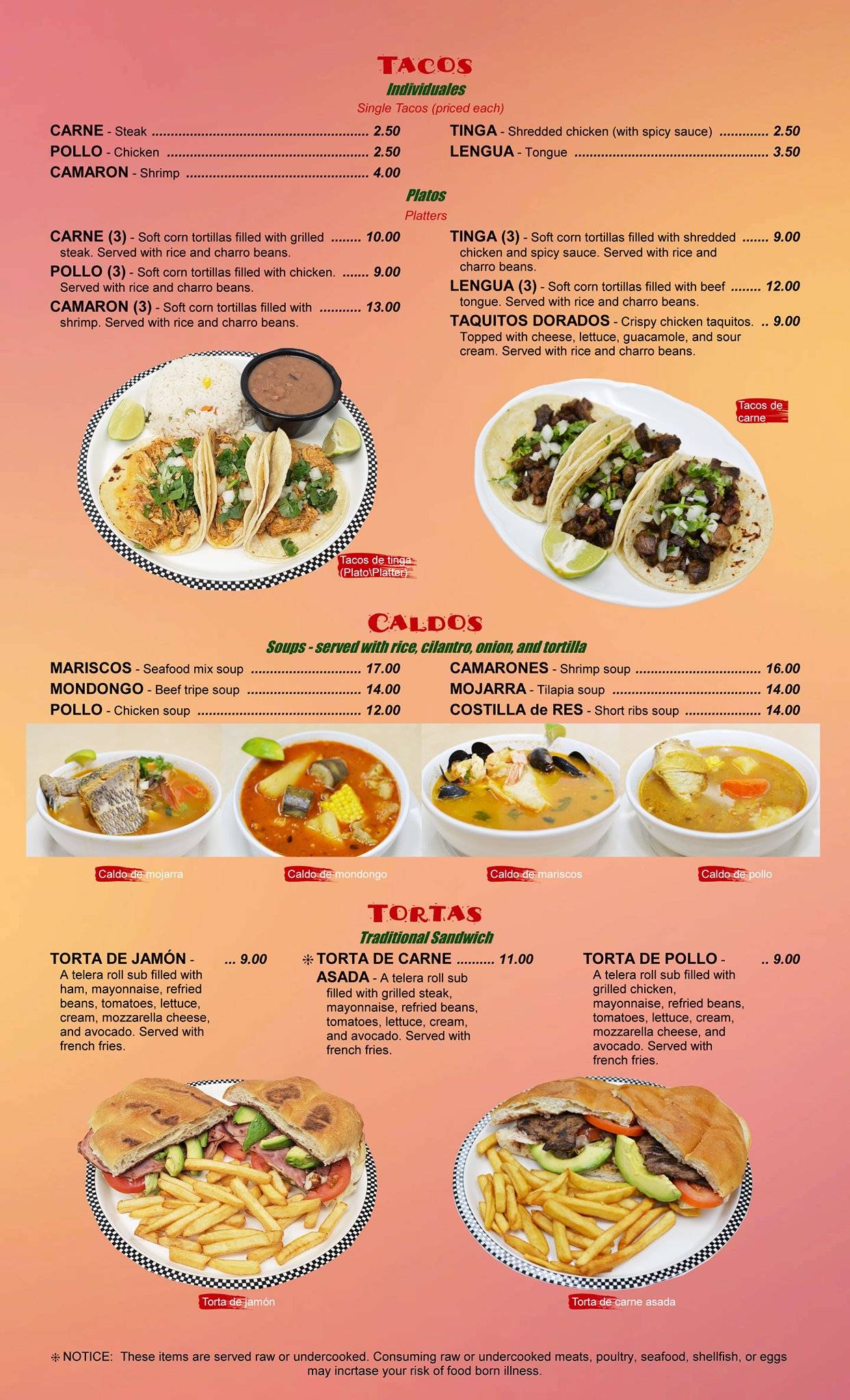 El Pollo Rico Restaurant Salvadoran меню