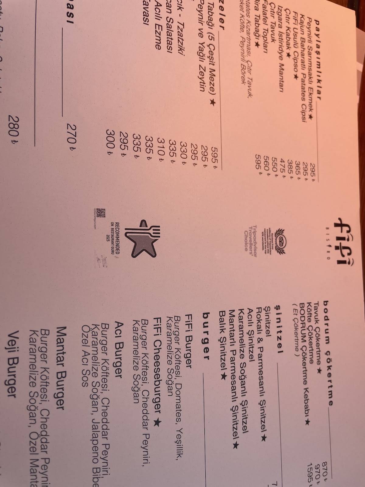 FiFi Bistro меню