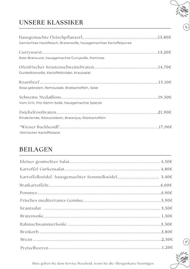 Gaststätte Scheidegger меню