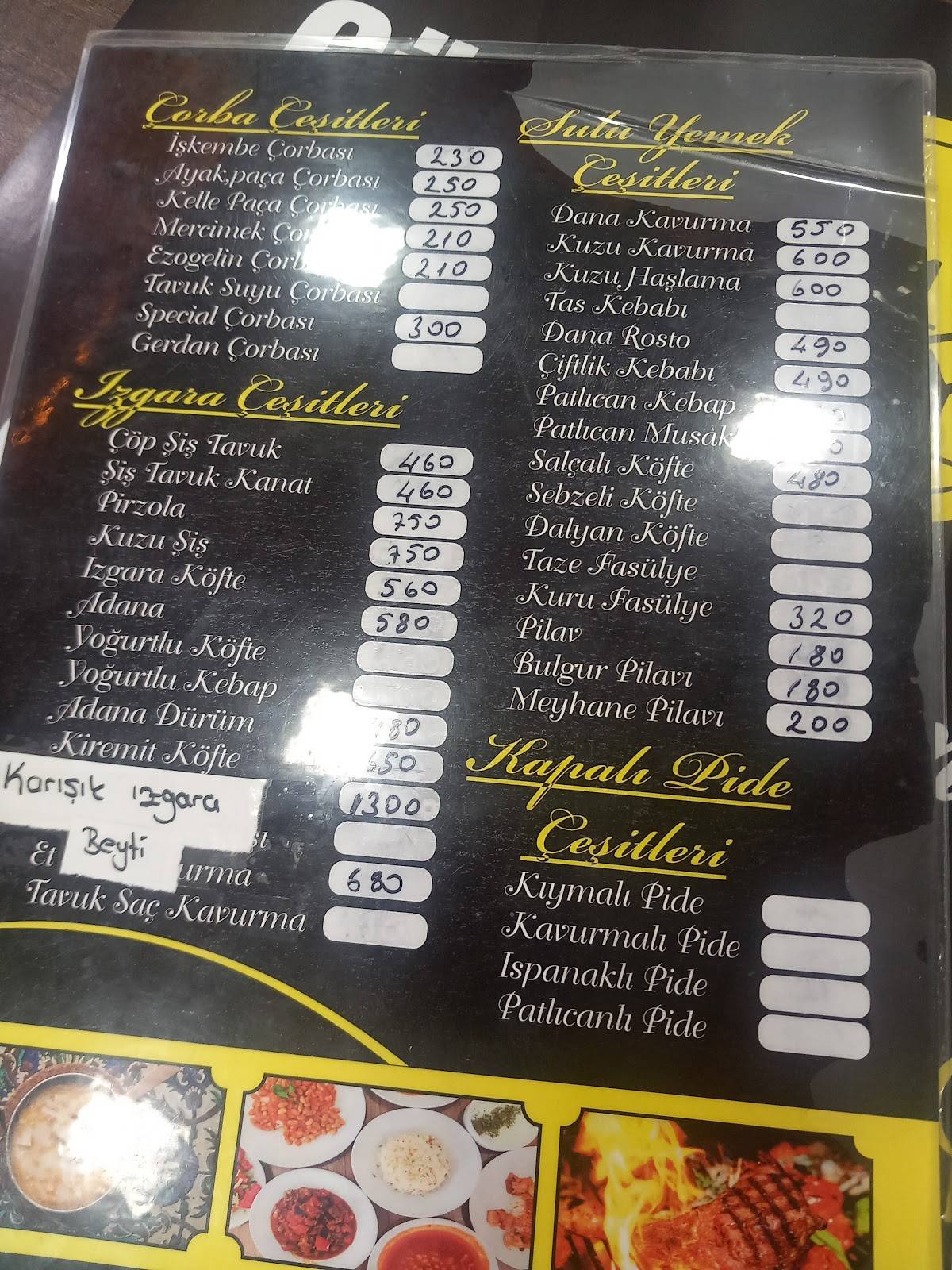 Güçlü Yemek меню