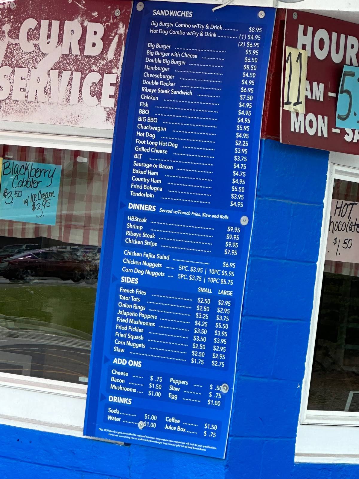 Hank's Drive In меню