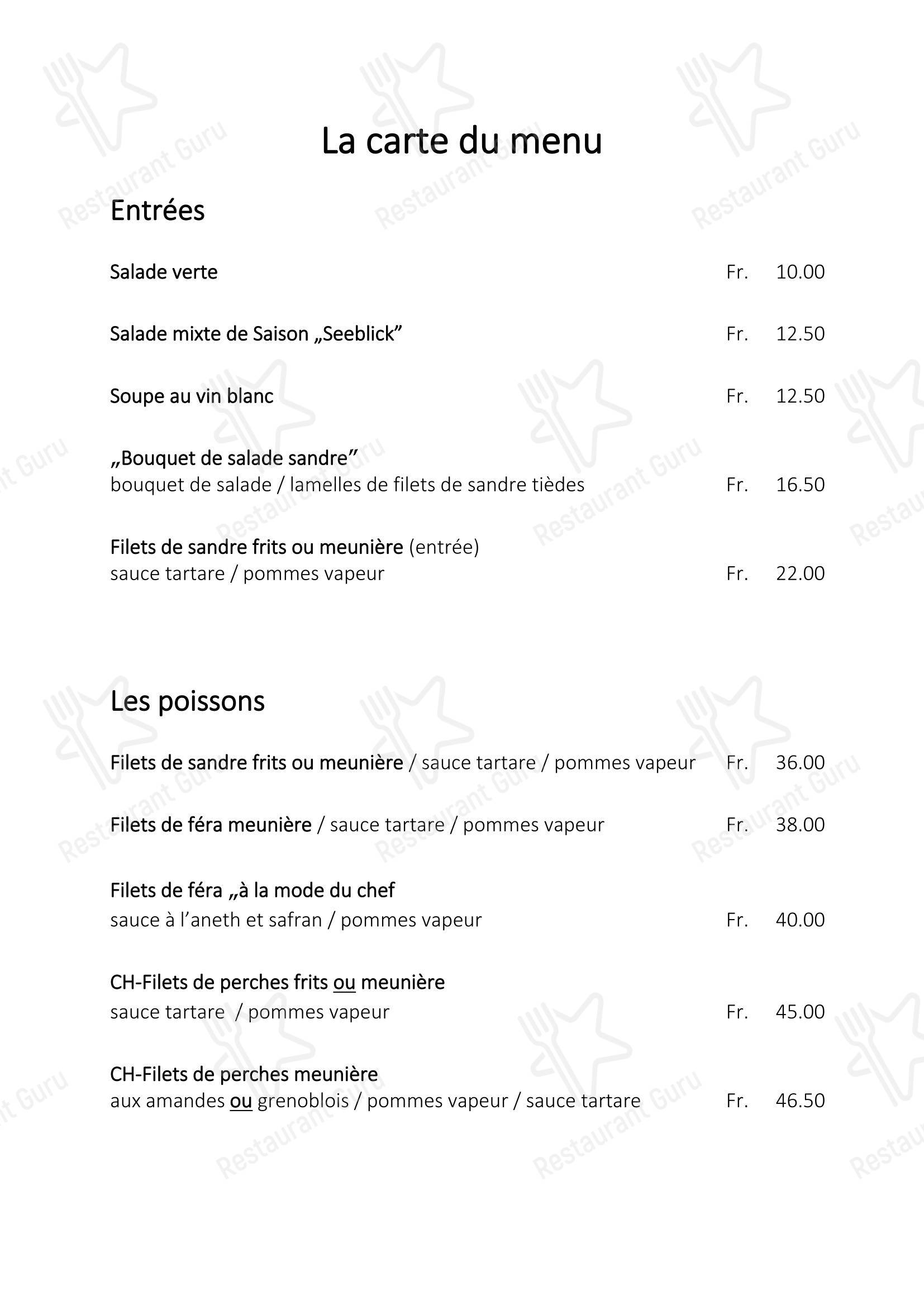 Меню ресторана Restaurant Hotel Seeblick - Основное меню