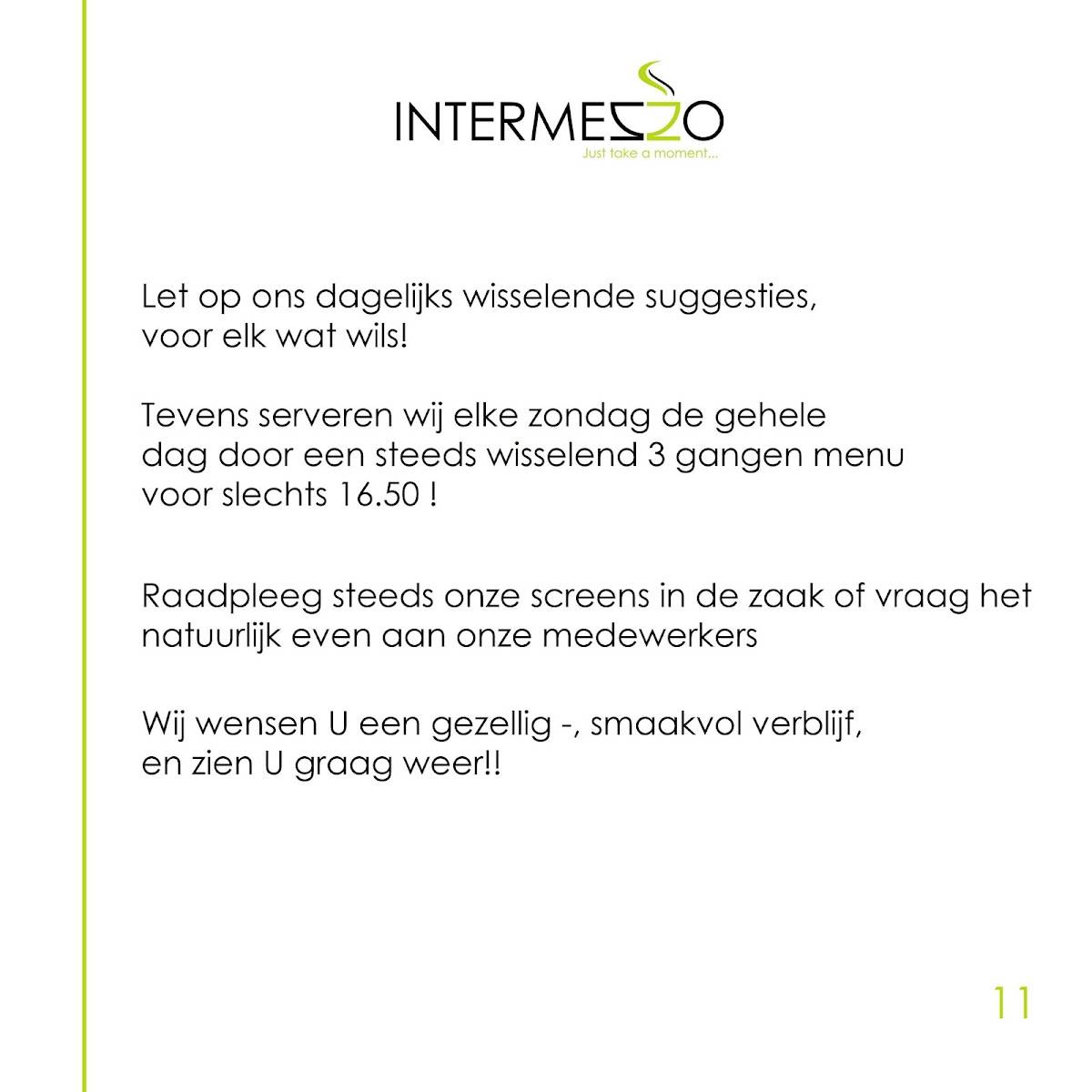 Intermezzo eetcafé меню