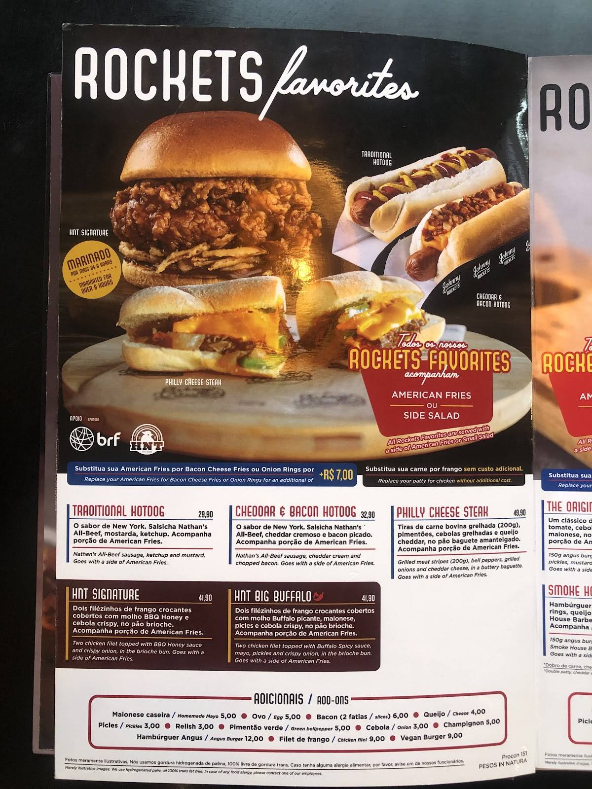 Johnny Rockets Santos меню