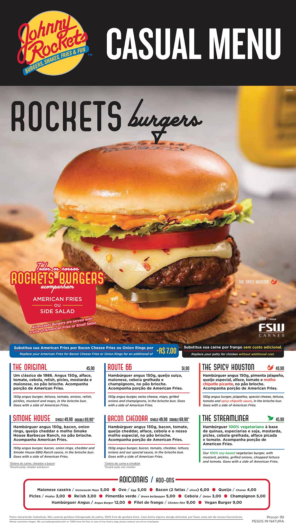 Johnny Rockets Santos меню