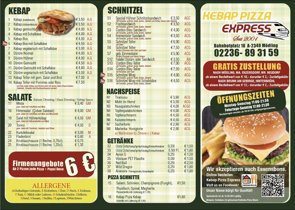 Kebap Pizza Express меню