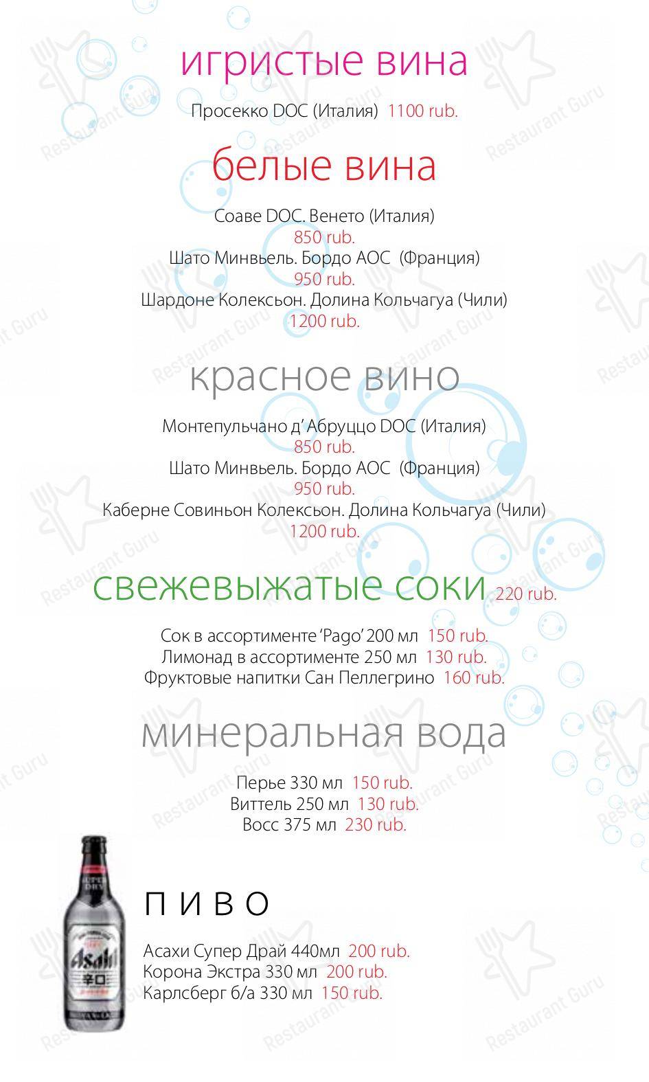 Меню Ki-do - еда и напитки