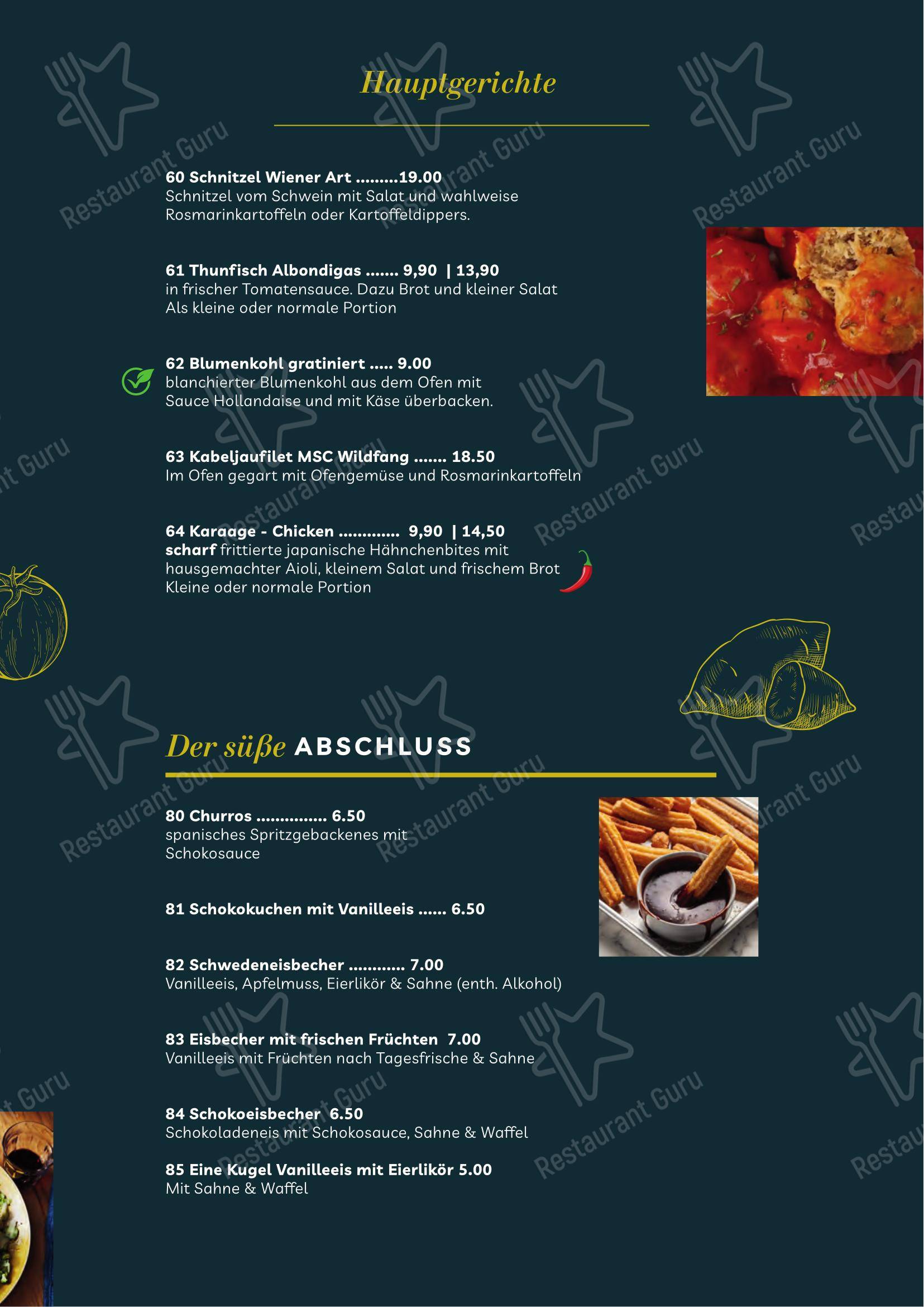 菜单 ресторана Restaurant Levante в Раквице