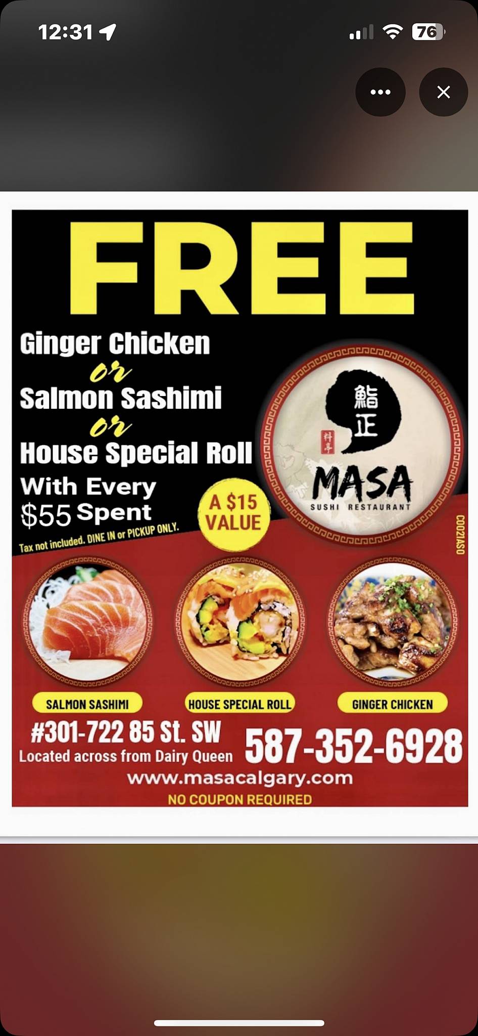 Masa Sushi Restaurant меню