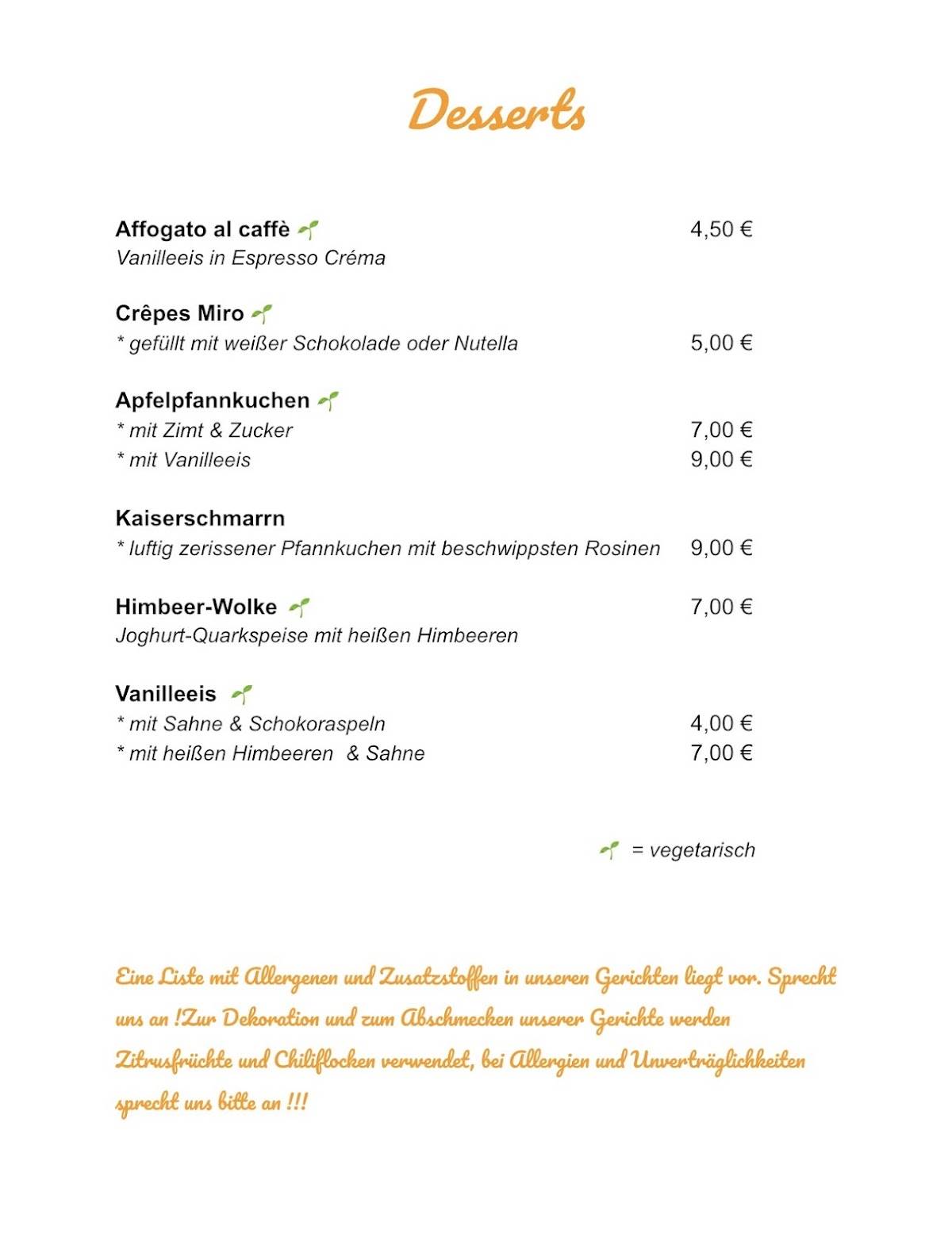 Miro - Remscheid меню