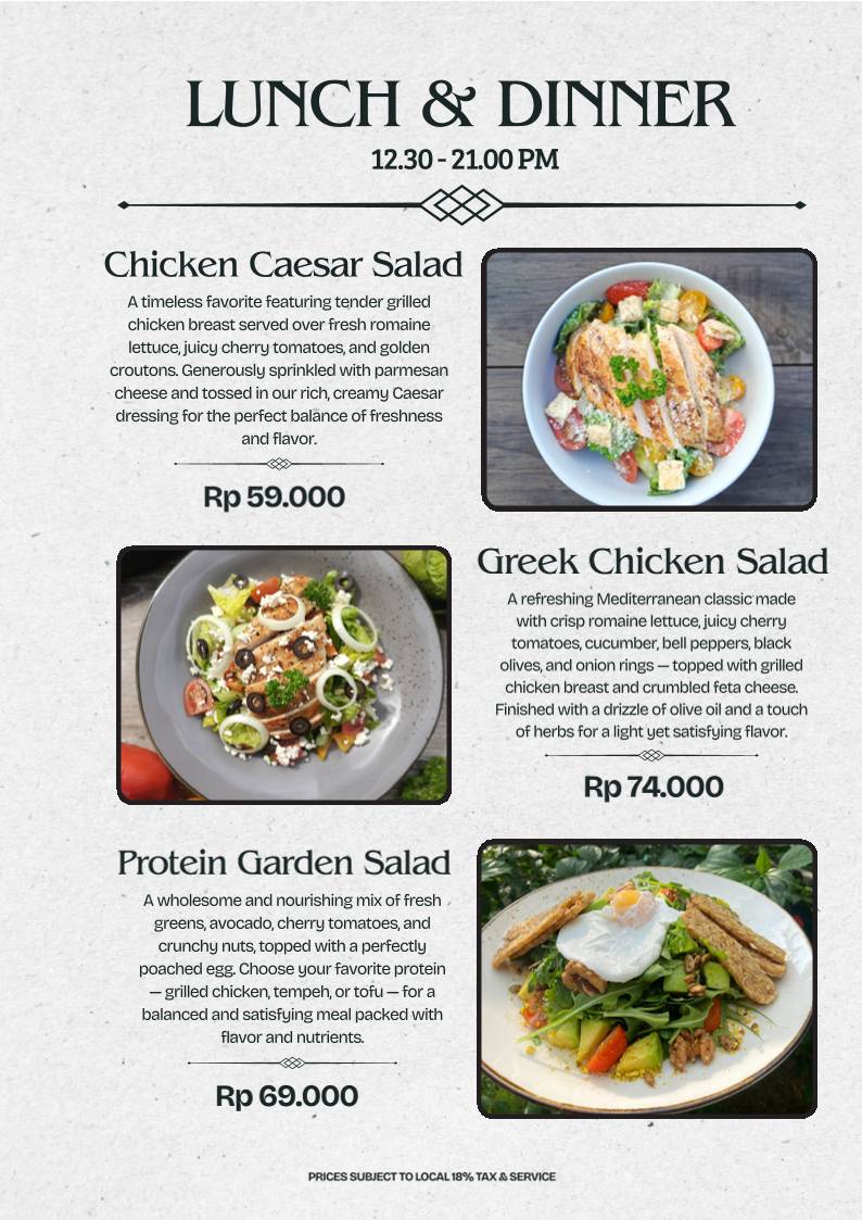 Nu Kitchen Bali меню