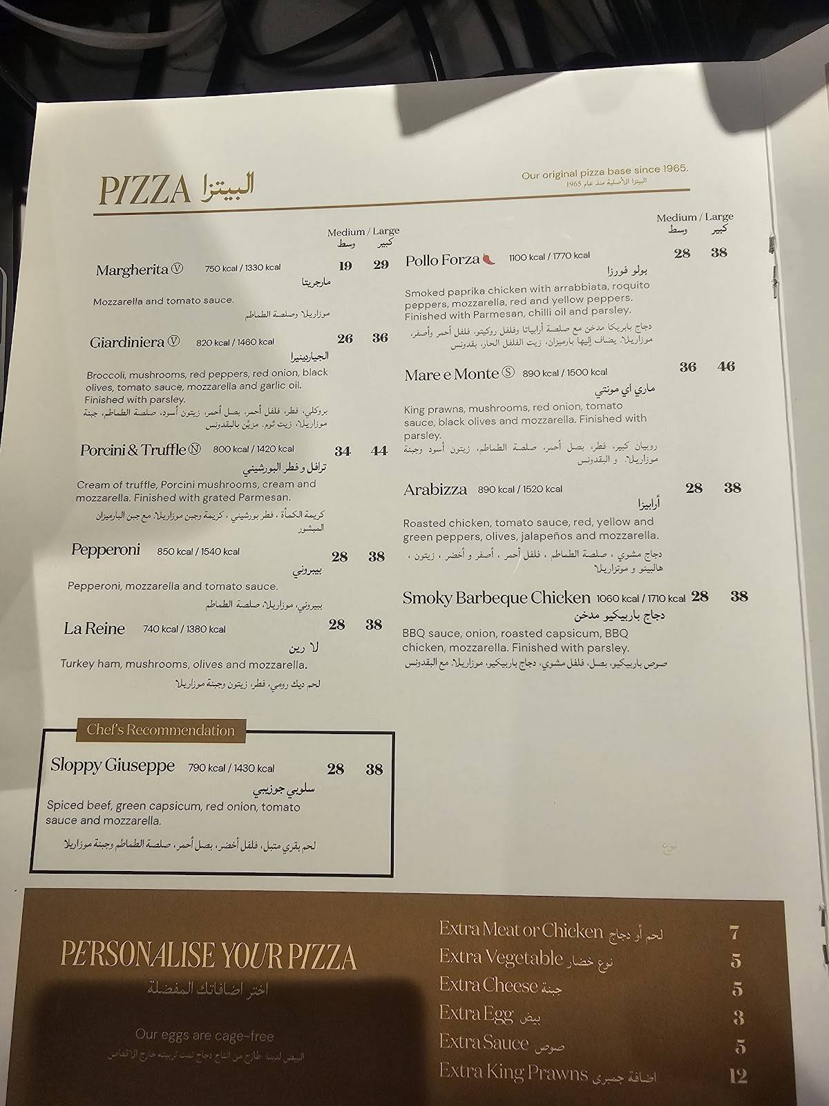PizzaExpress меню