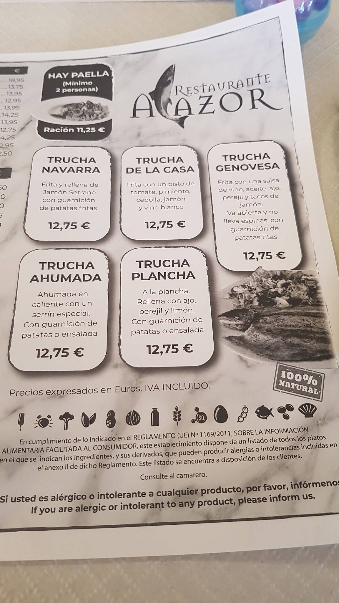 Restaurante Mesón Alazor меню