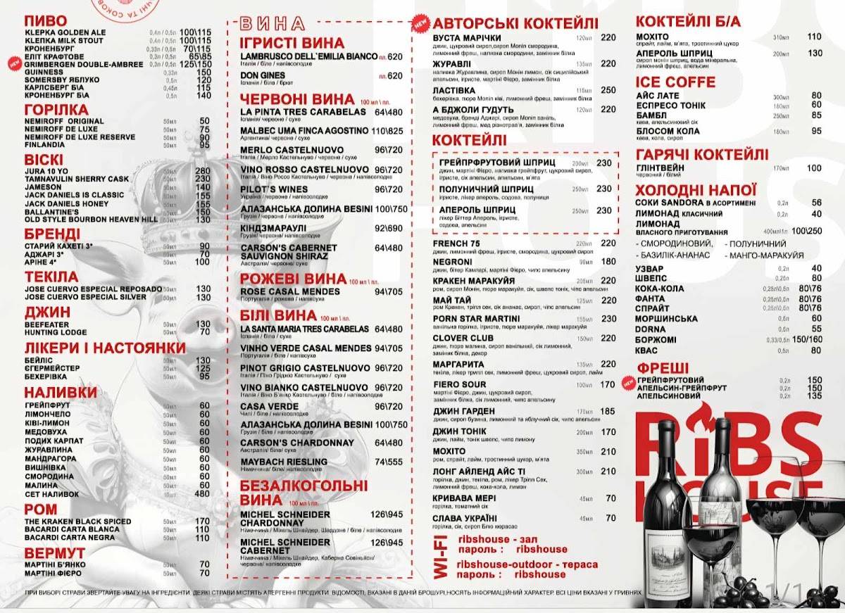 Ribs House меню