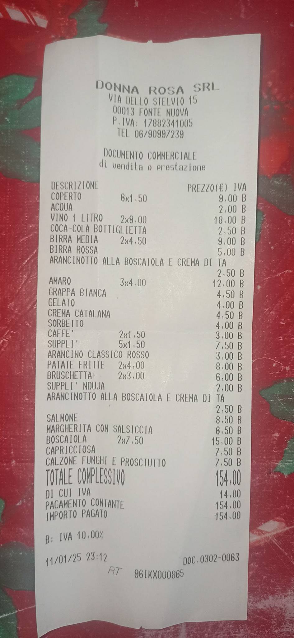 Ristorante Pizzeria Donna Rosa меню
