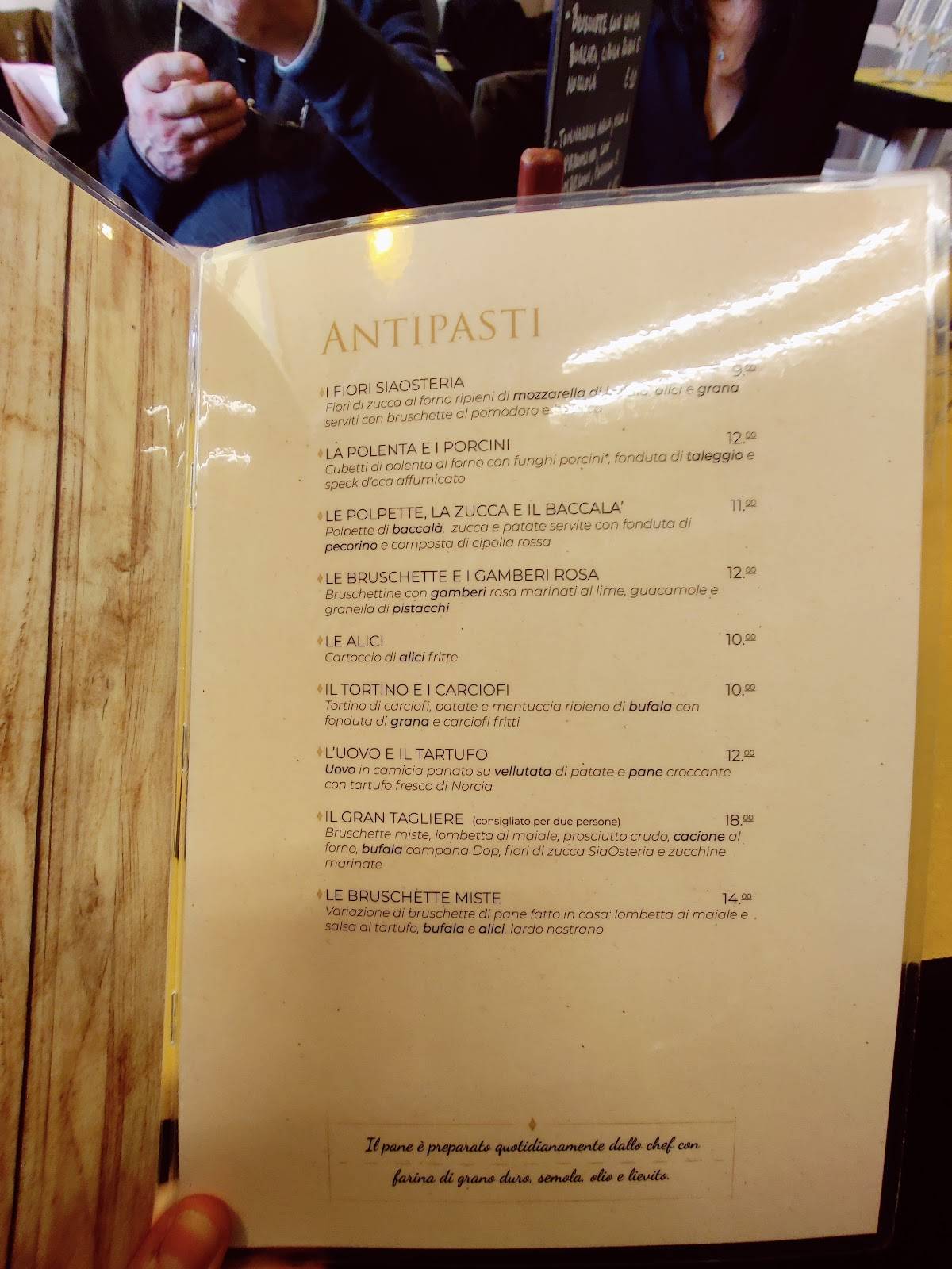 Sia Osteria меню