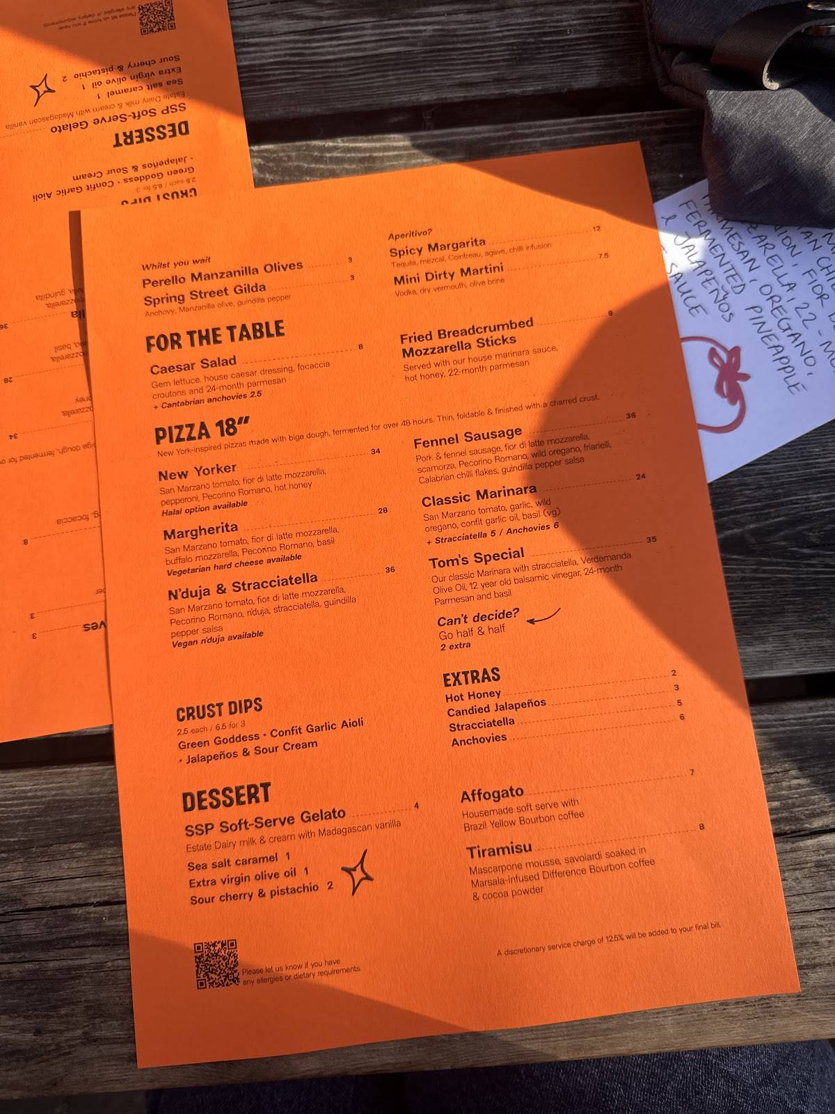 Spring Street Pizza меню