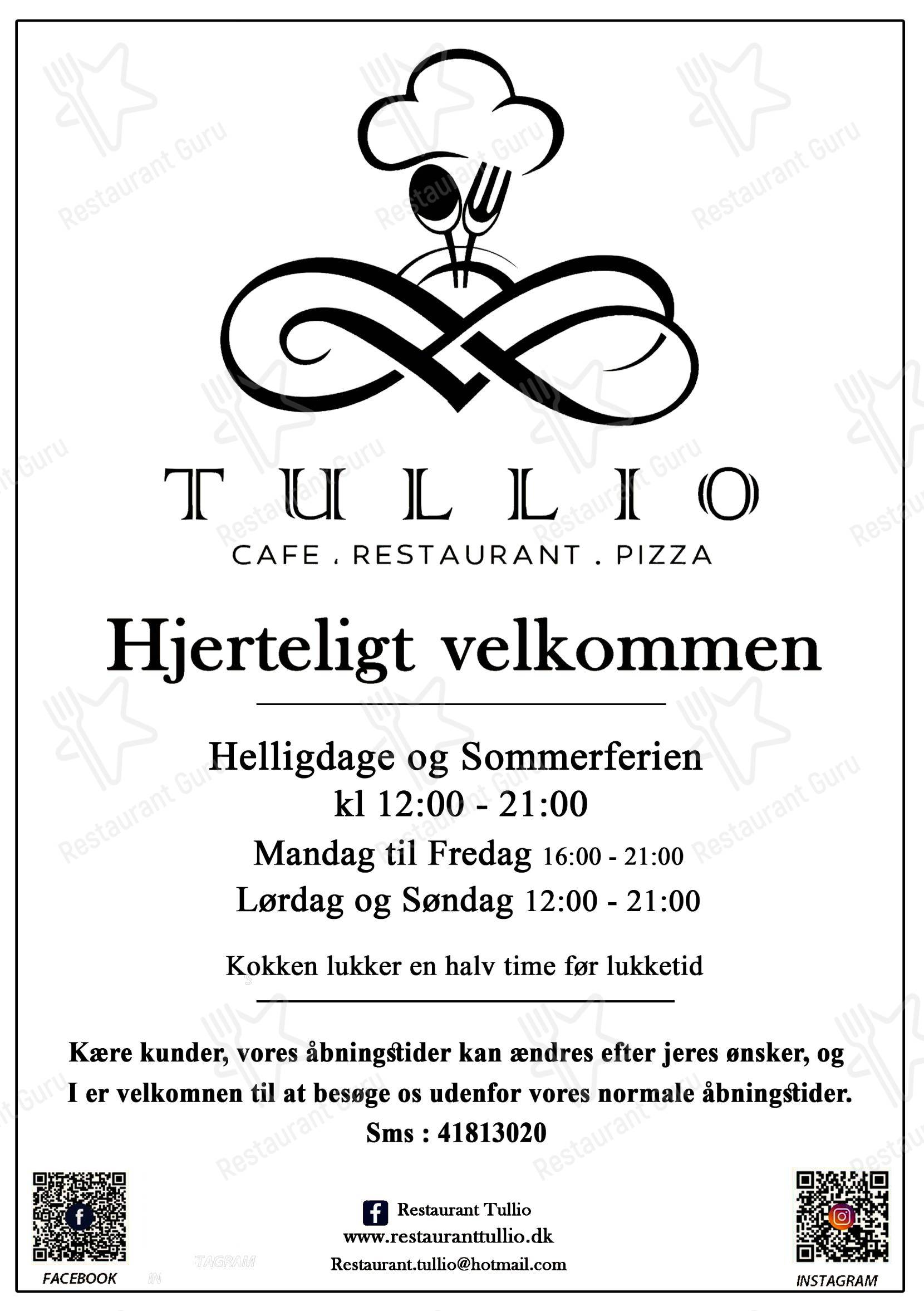 Меню ресторана Restaurant Tullio