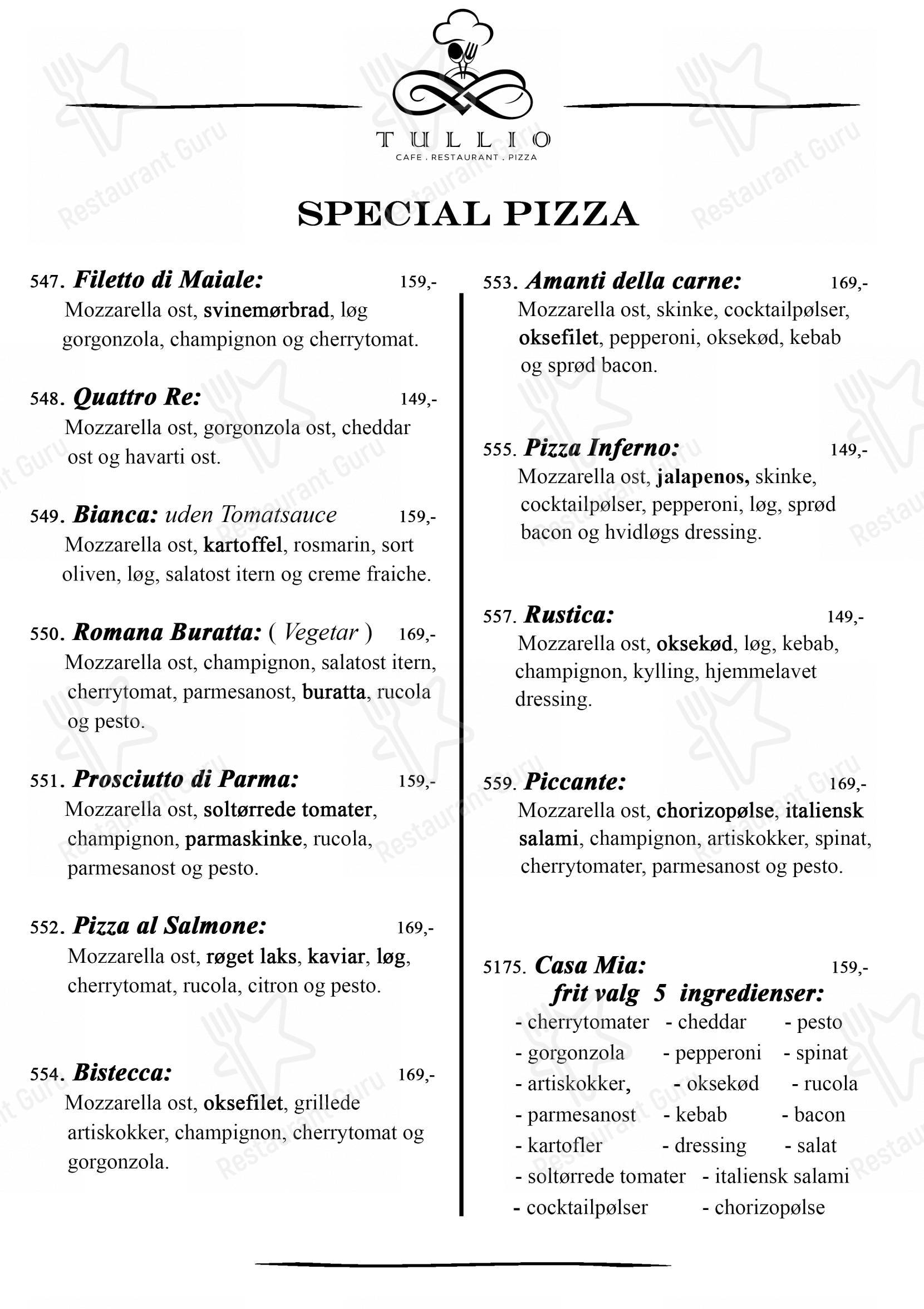 Меню напитков ресторана Restaurant Tullio