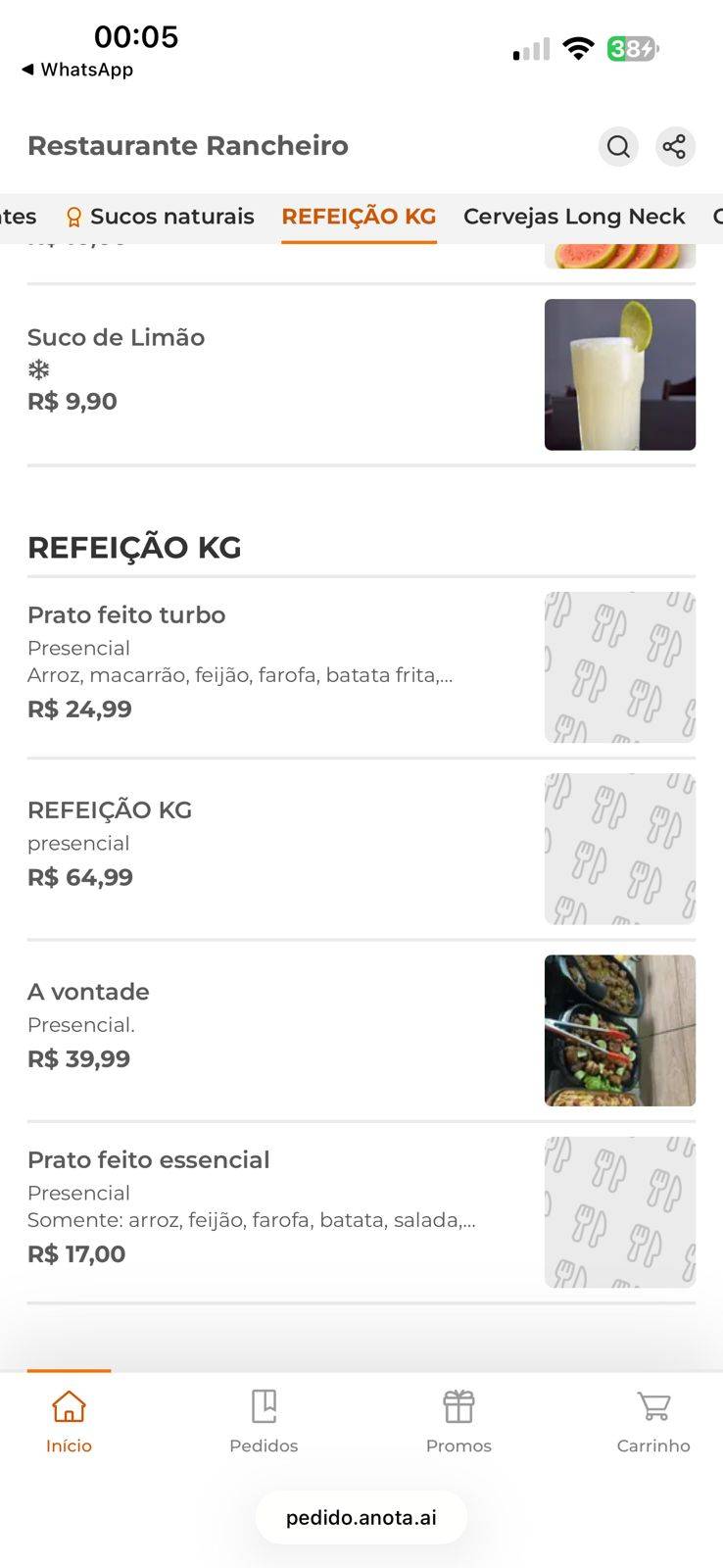 Restaurante Rancheiro меню