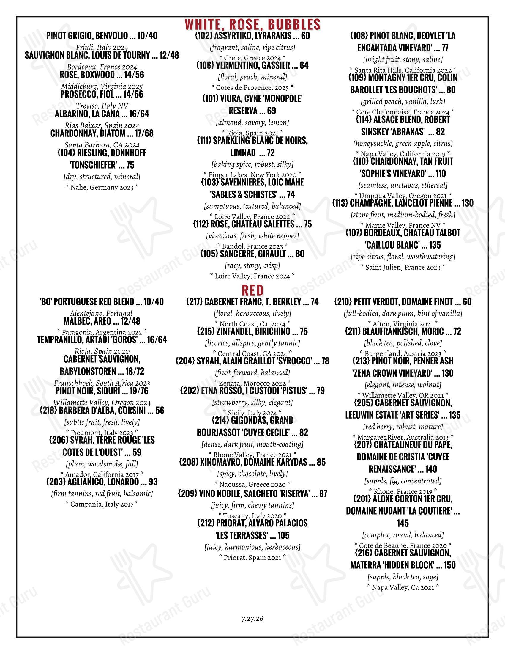 Меню паба и бара Ris - At Home Catering Menu