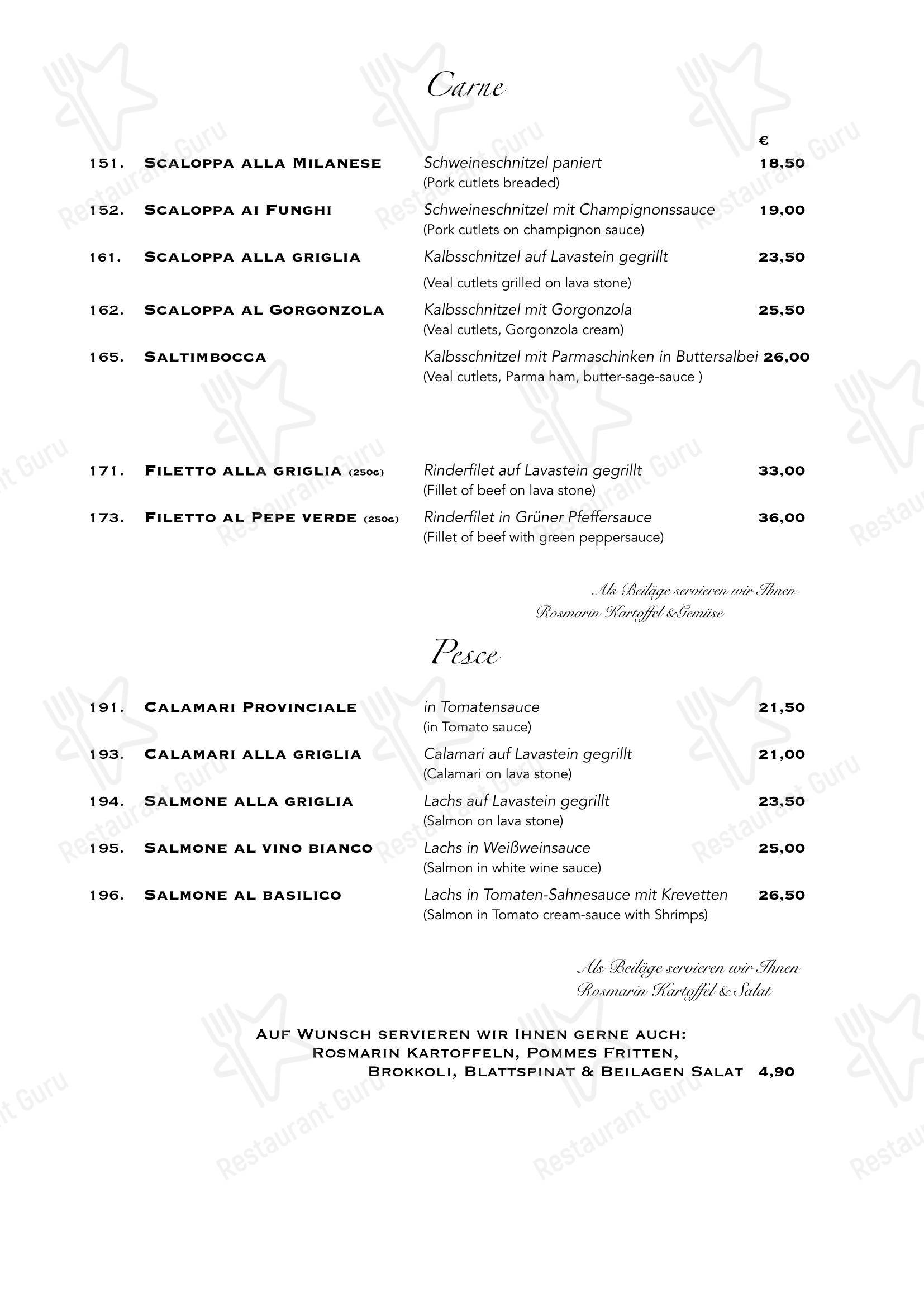 Меню ресторана Ristorante Antica Roma в Кёльне