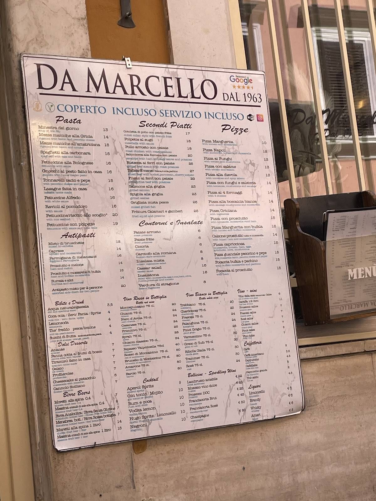 Ristorante Da Marcello меню