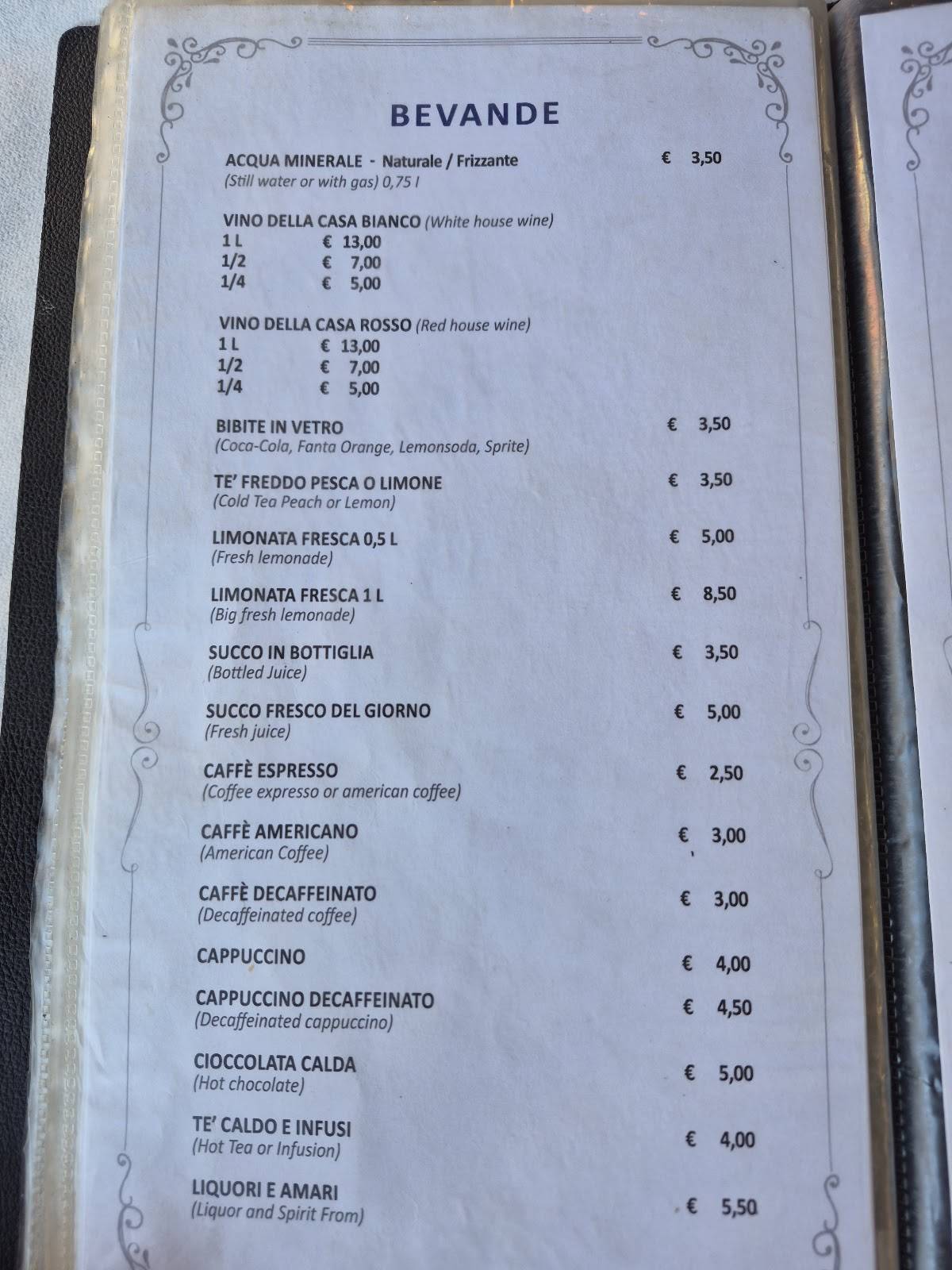 Ristorante Pizzeria Imperiale меню