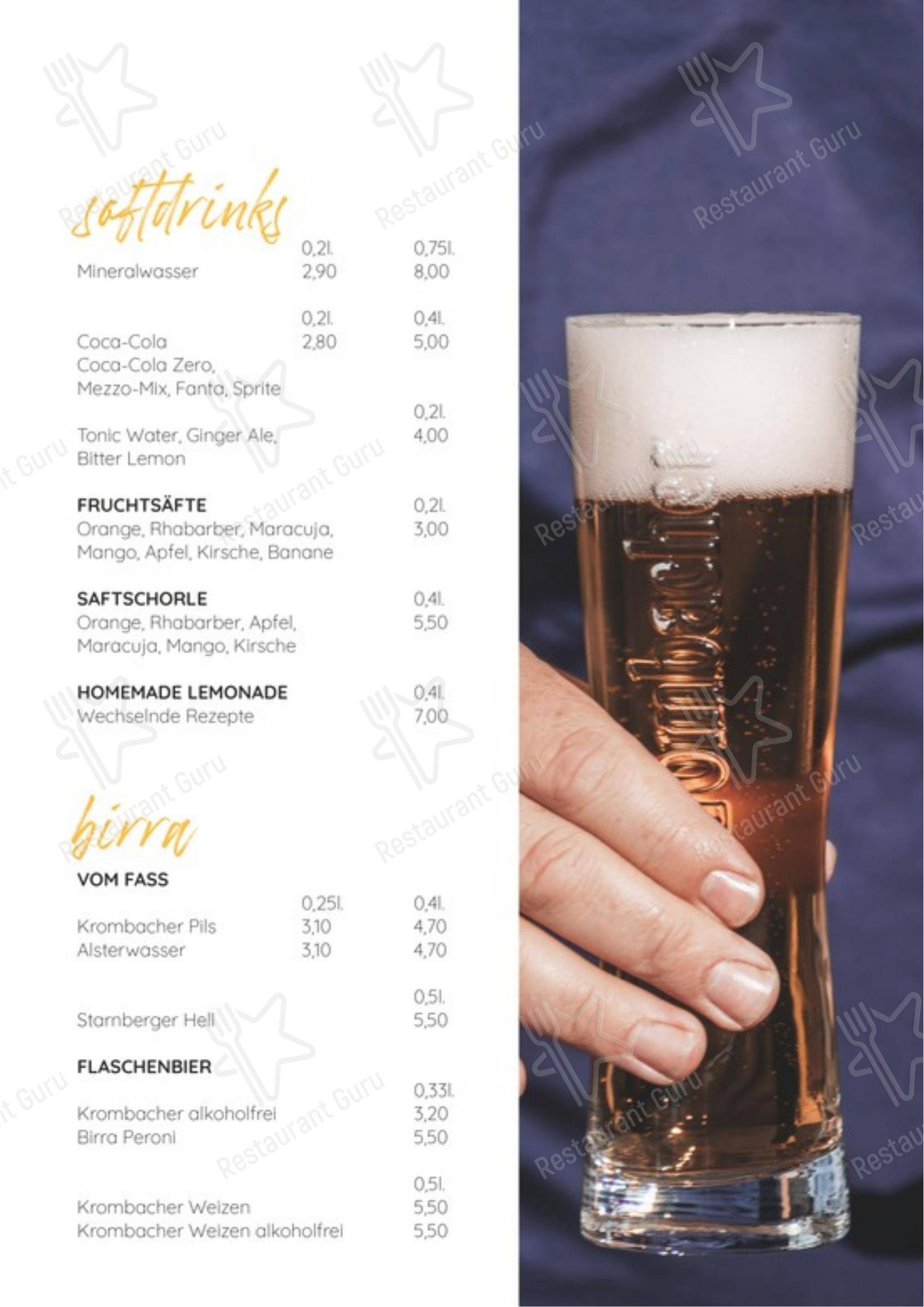 Меню пиццерии Ristorante Primavera Pizzeria в Киле
