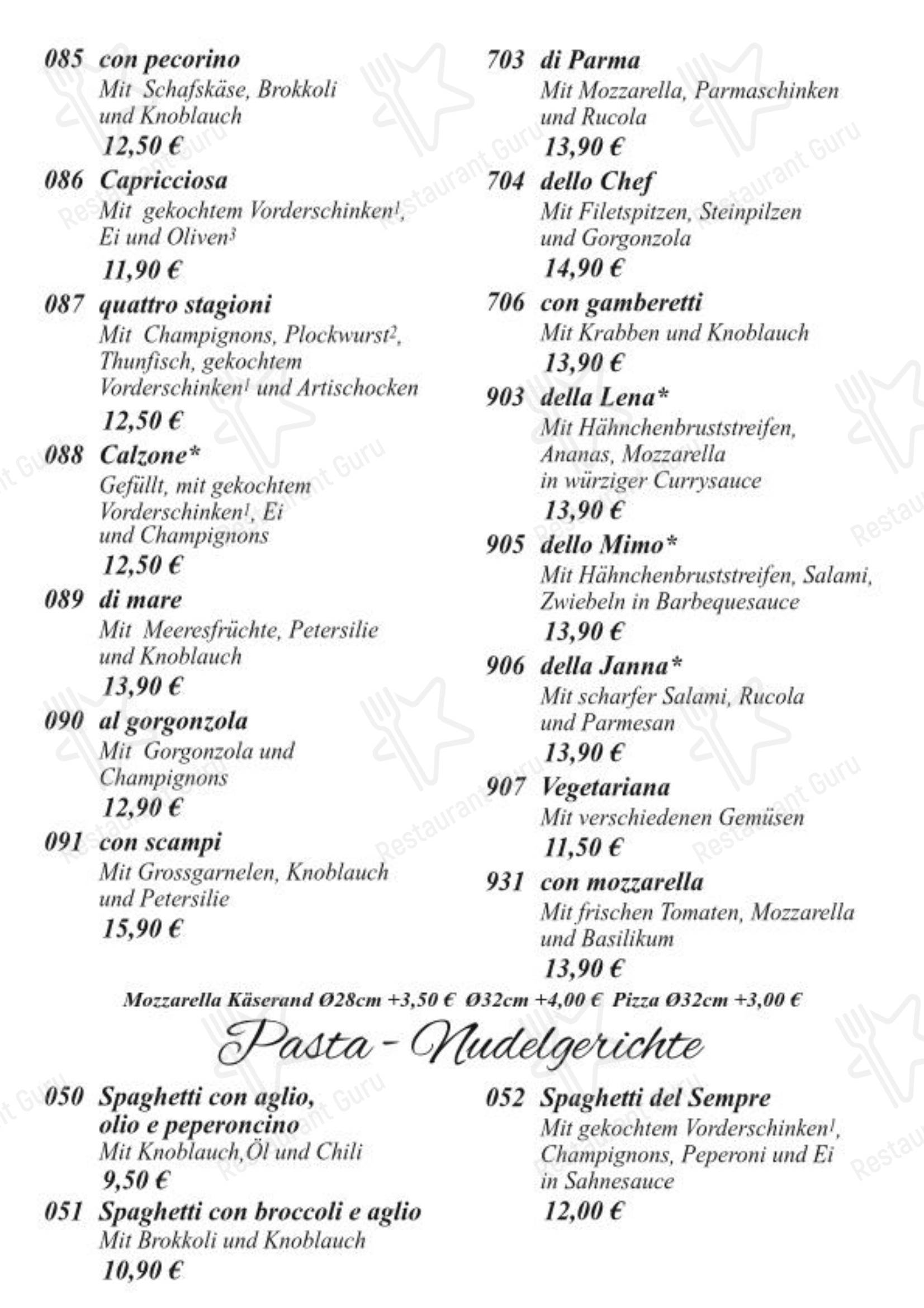 菜单 ресторана Ristorante Sempre в Берлине