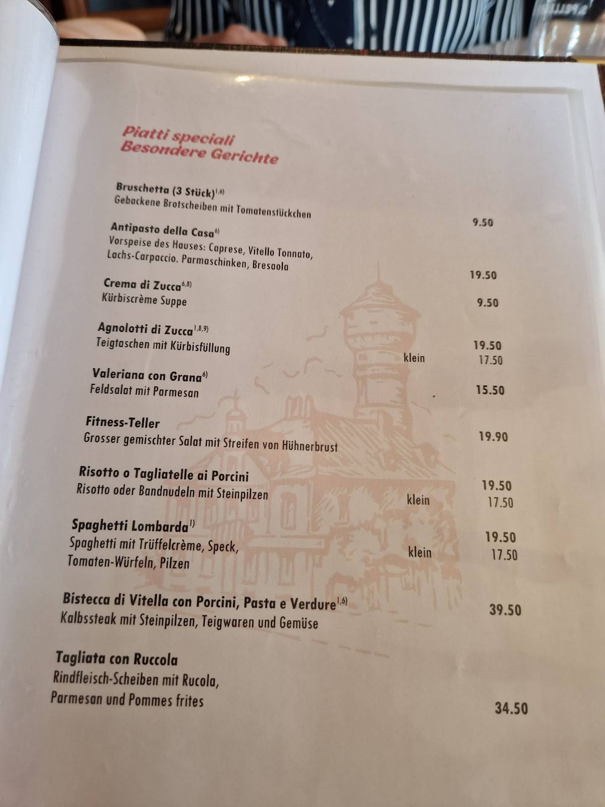 Ristorante Wasserturm Rheinfelden меню