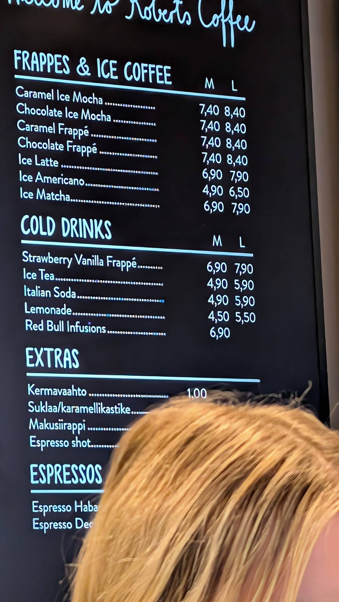Robert’s Coffee Rovaniemi меню