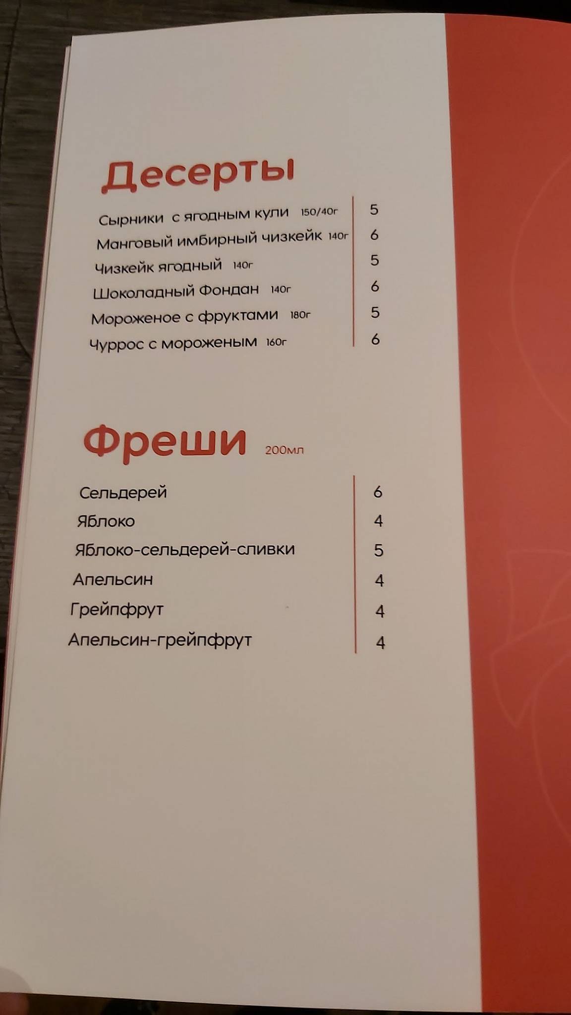 Robin Food меню