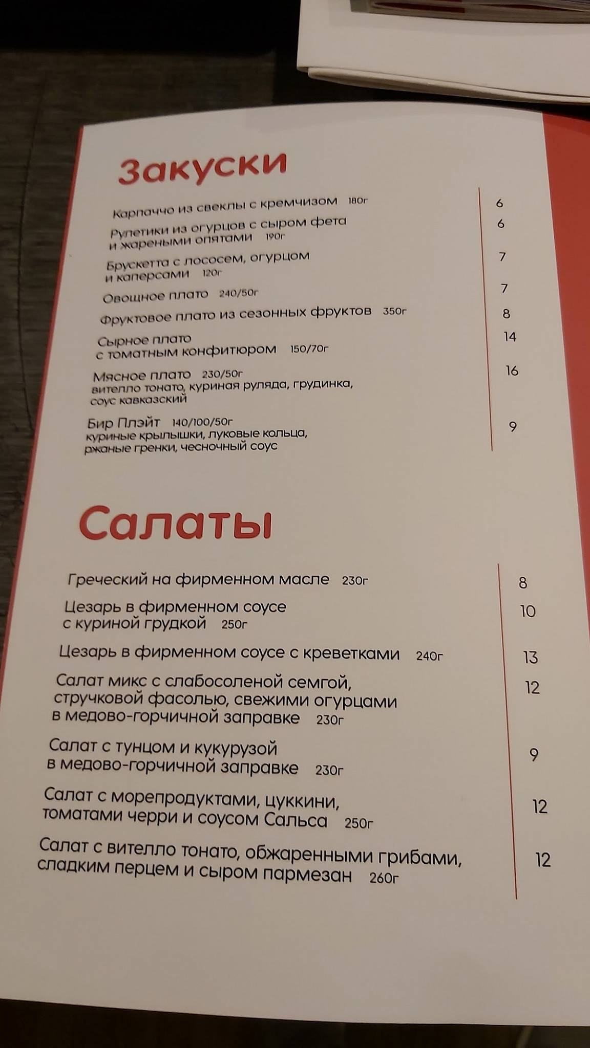 Robin Food меню