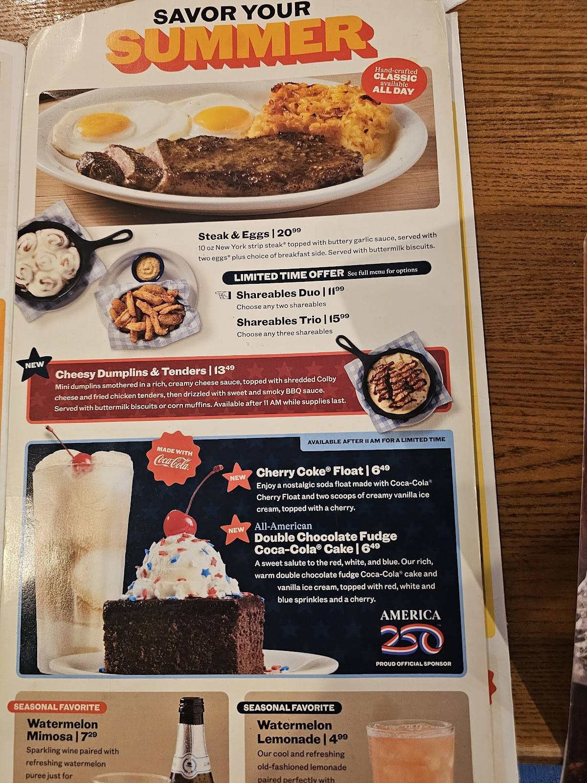 Cracker Barrel Old Country Store меню