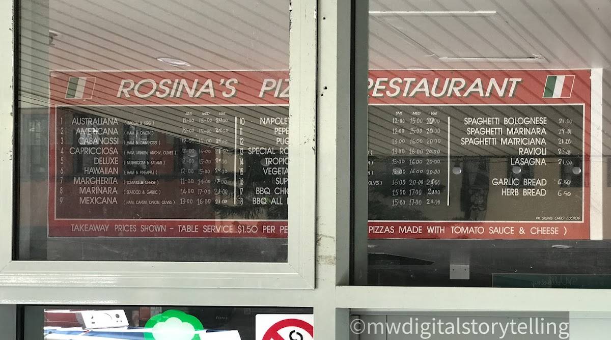 Rosina's Pizza Restaurant меню